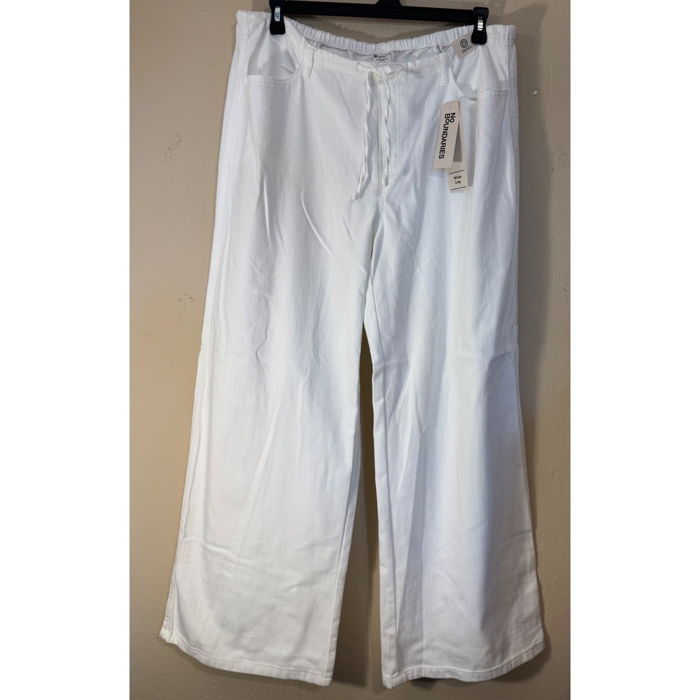 No Boundaries Wide Leg Pants Women XXL 20 White Mid Rise Summer Beach Relax NEW